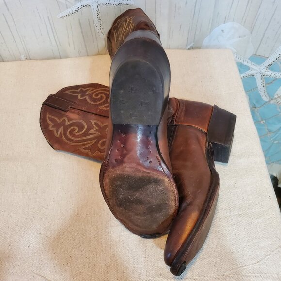 VINTAGE JUSTIN NATURAL FINISH WESTERN WORK BOOTS SIZE 9D MADE IN USA - Picture 7 of 8